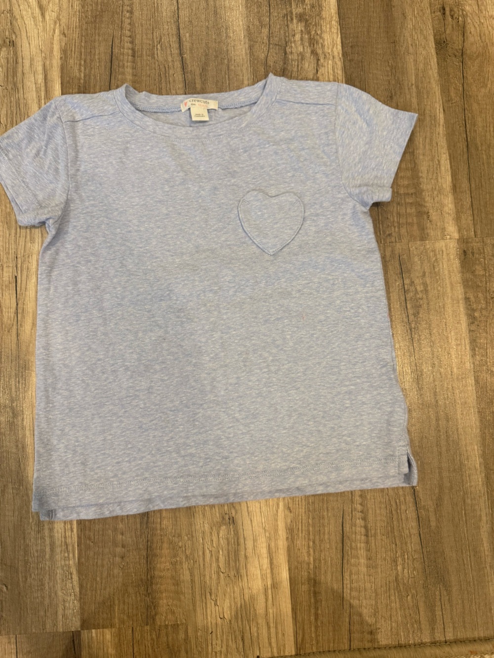 Crewcuts Heather Light Blue Heart Pocket Tee